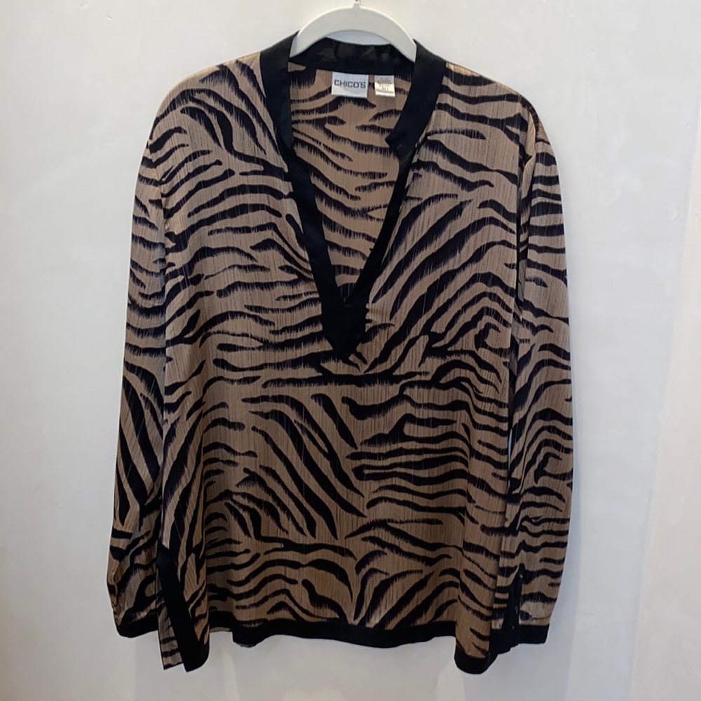 Chicos Silk Animal Tiger Print Tunic Size 2 (Large)